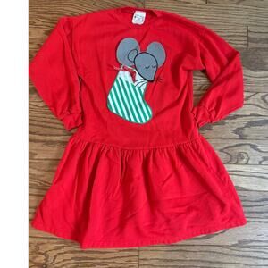 Robyn Sue Fashions Girls Medium Vintage Mouse Stocking Christmas Applique Dress